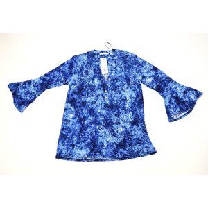 Notations Top Paisleys NWT$44 Low V Cut Button Up‎ Shirt Blouse Long Slvs Size S